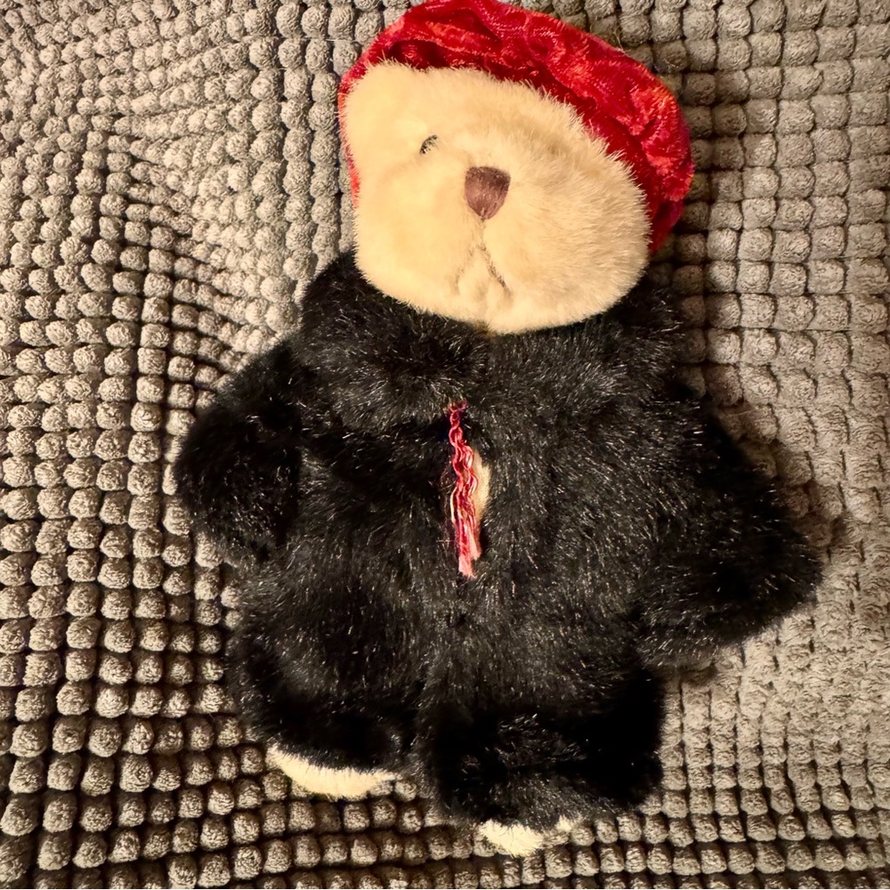 SASHA Vintage Victorian Black / Red Plush Teddy Bear